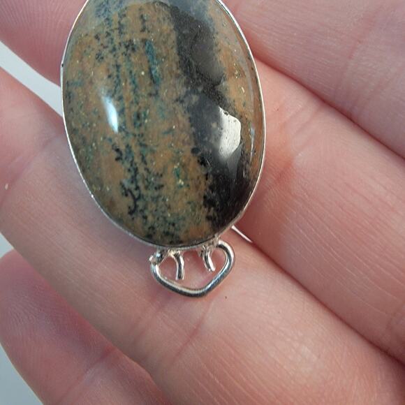 Handmade Sterling Silver Pendant Necklace Featuring Kambaba Jasper and Citrine - Picture 8 of 10